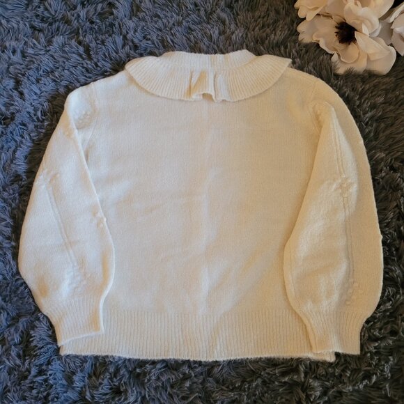 Cardigan Cream Sweater Long Sleeve Shawl Neck Girls 5-7 Years - Picture 6 of 6